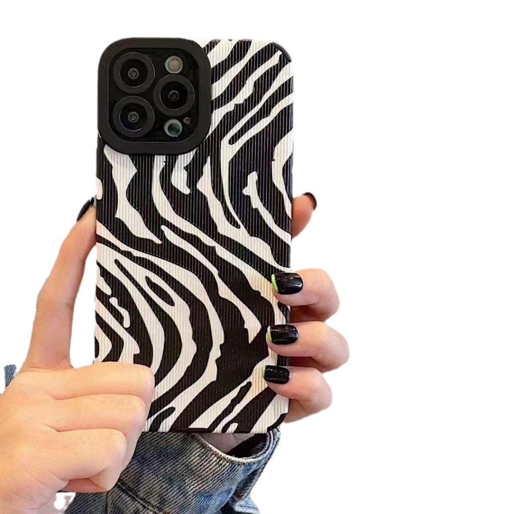 Coque iPhone zèbre antichoc en TPU, motif relief 3D