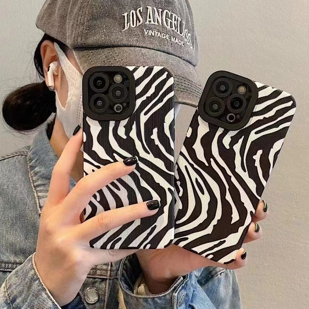 Coque iPhone zèbre antichoc en TPU, motif relief 3D