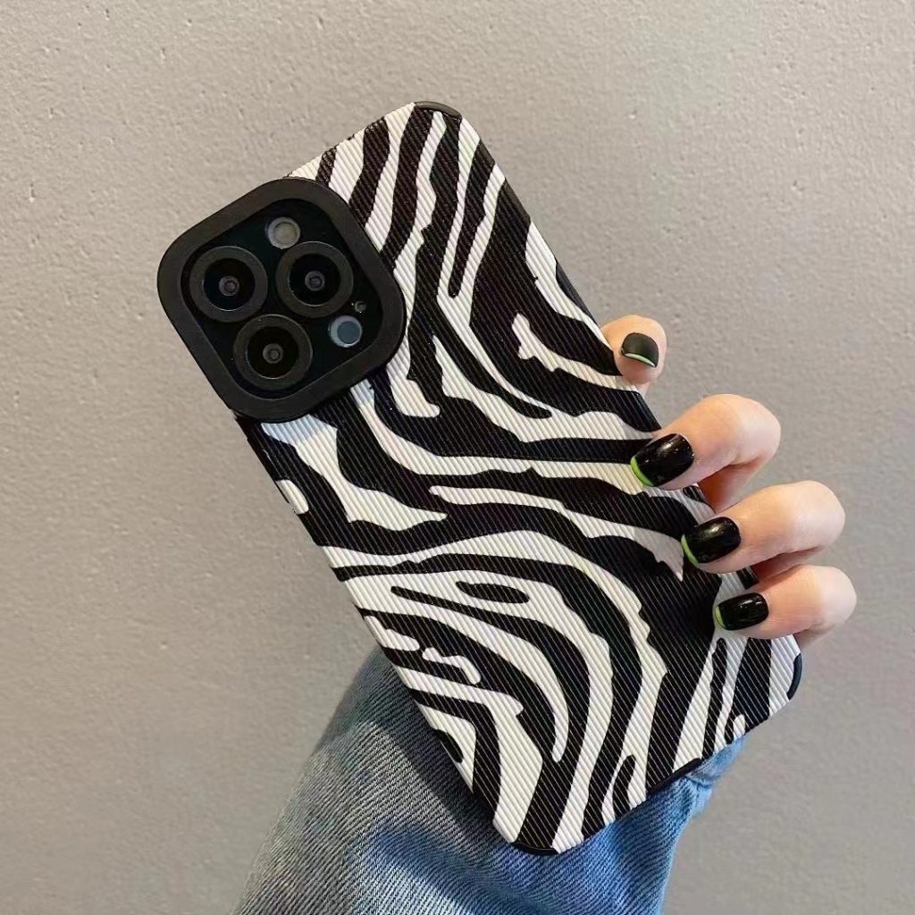 Coque iPhone zèbre antichoc en TPU, motif relief 3D