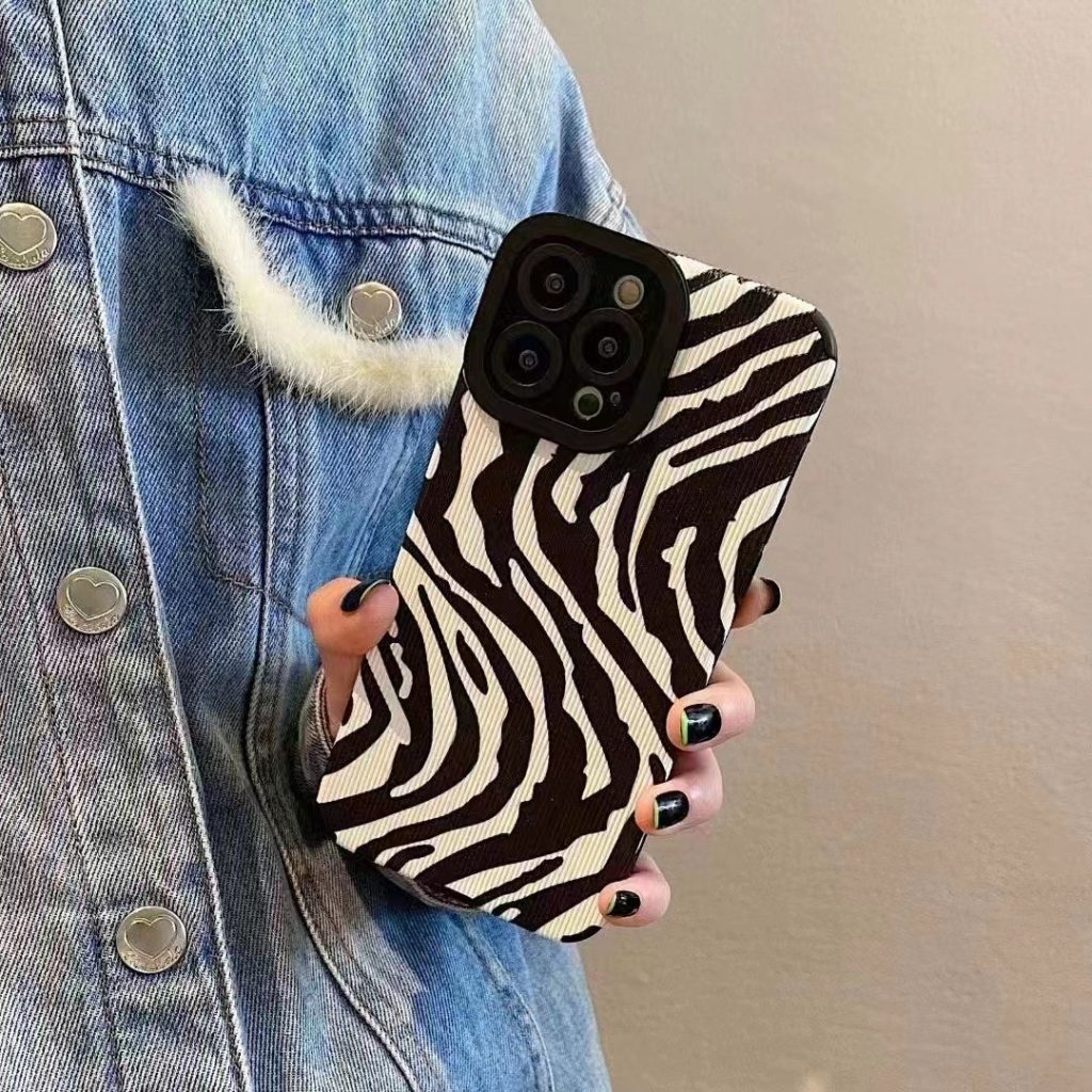 Coque iPhone zèbre antichoc en TPU, motif relief 3D