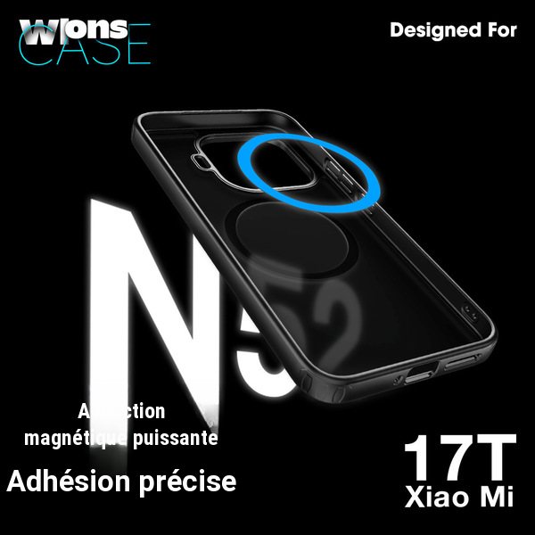 Coque magnétique Armor pour Xiaomi 17T Pro, finition peau mat