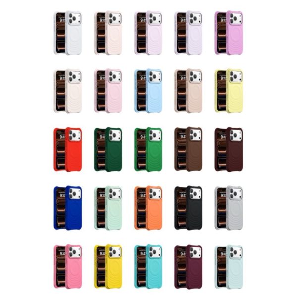 Coque magnétique silicone antichoc pour iPhone 16 et 17, couleur unie
