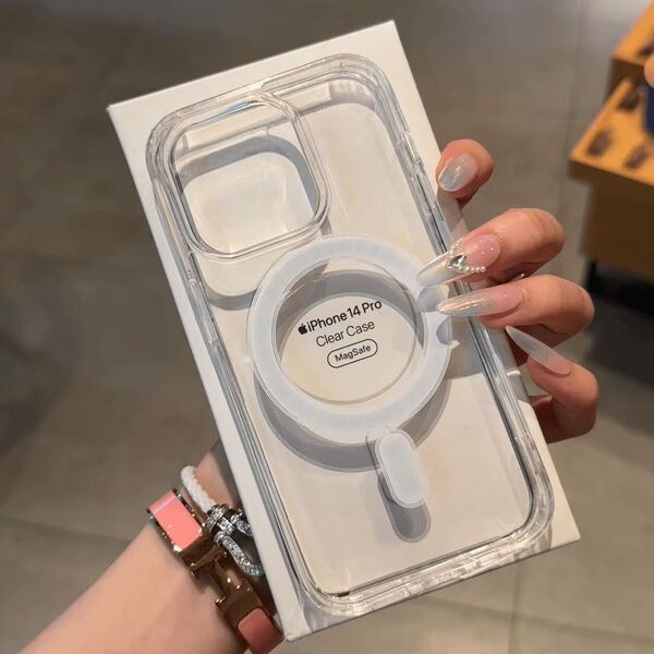 Coque magnétique transparente en acrylique pour iPhone 17/16