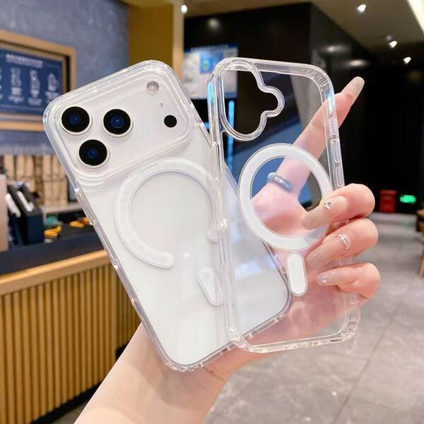 Coque magnétique transparente en acrylique pour iPhone 17/16