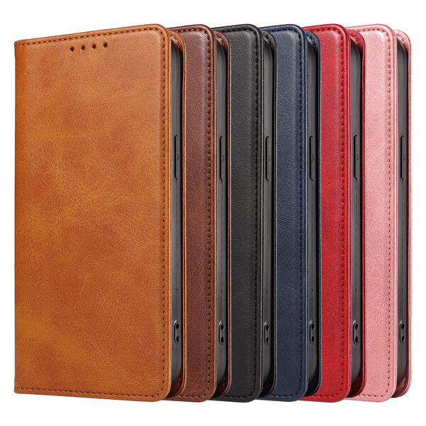 Coque portefeuille magnétique en similicuir avec support pour iPhone 16/17/18