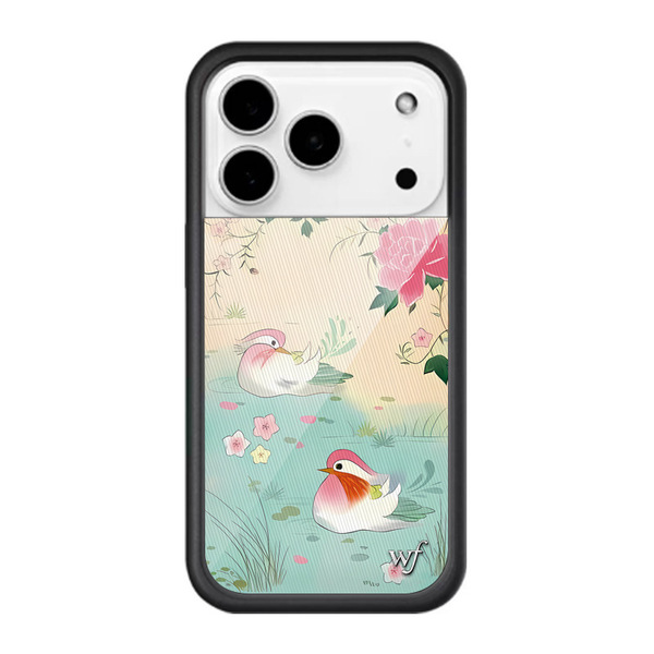 Coque rigide en acrylique motif bord du lac pour iPhone 15 Pro à 17 Pro Max