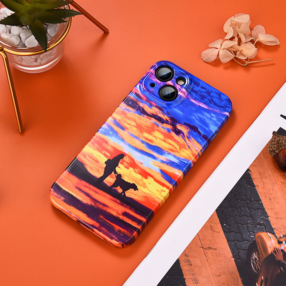 Coque rigide iPhone 12/13/14 motif Van Gogh Sunset, protection complète