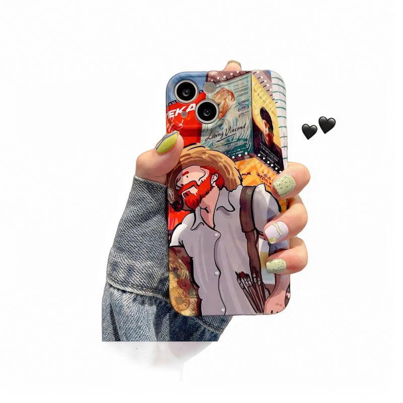 Coque rigide pour iPhone motif Van Gogh bande dessinée