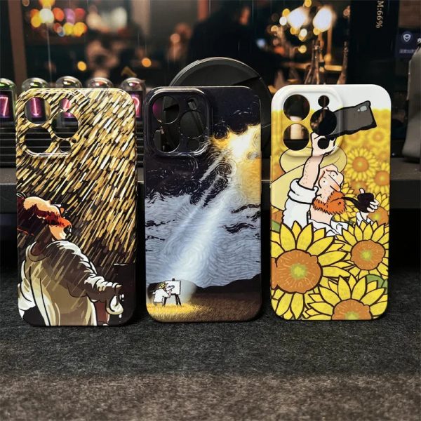 Coque rigide pour iPhone motif Van Gogh bande dessinée