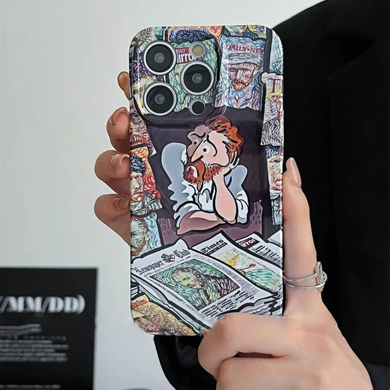 Coque rigide pour iPhone motif Van Gogh bande dessinée