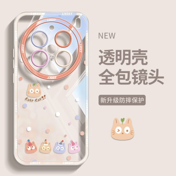 Coque silicone transparente à motif chaton à pois pour Huawei Mate 80/70/60