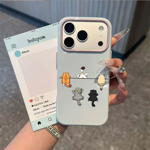 Coque souple antichoc motif chats pour iPhone 16/17/18 et Pro/Max