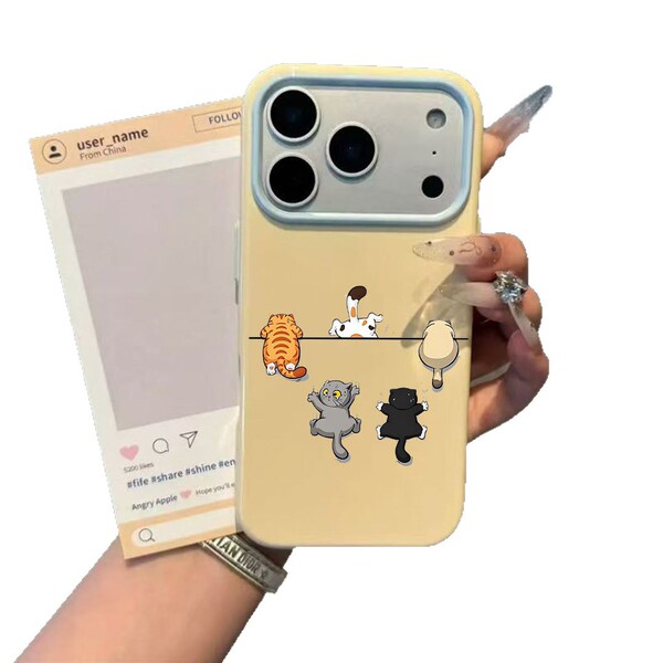 Coque souple antichoc motif chats pour iPhone 16/17/18 et Pro/Max