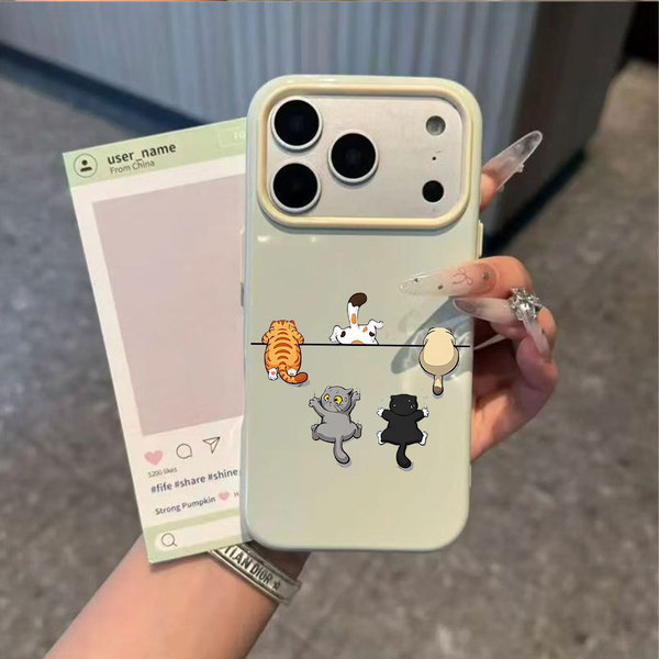 Coque souple antichoc motif chats pour iPhone 16/17/18 et Pro/Max