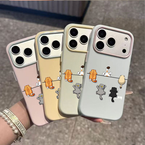 Coque souple antichoc motif chats pour iPhone 16/17/18 et Pro/Max