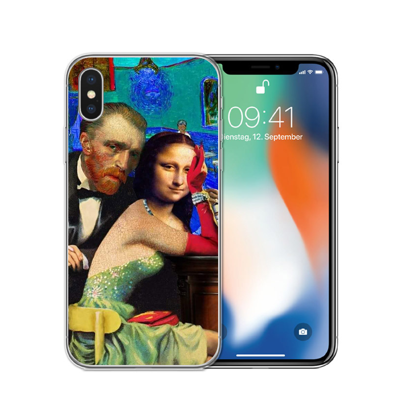 Coque souple iPhone motif Mona Lisa parodie Van Gogh