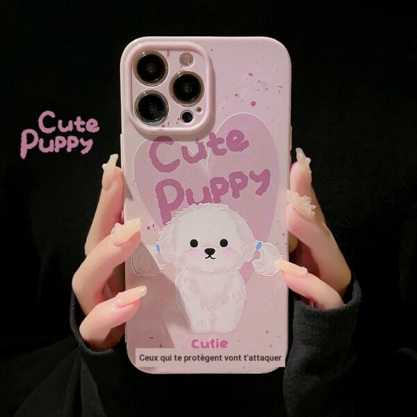 Coque souple TPU motif chien et Mont Fuji, compatible iPhone 16/17/18