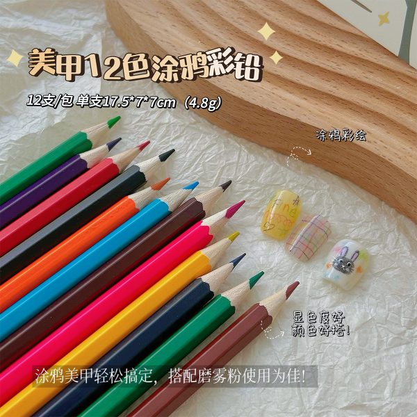Crayons de couleur pour nail art - lot de 12 couleurs