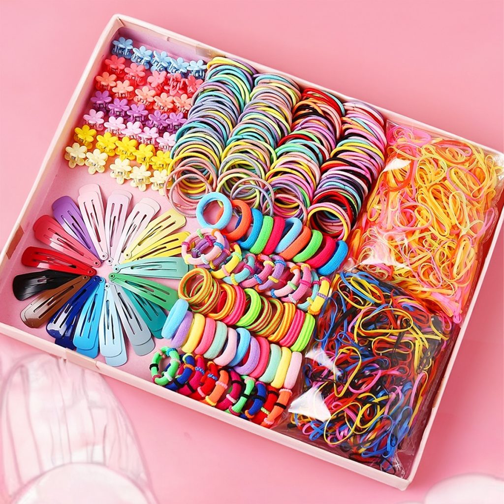 Ensemble d'accessoires cheveux enfant princesse, élastiques, barrettes, pinces