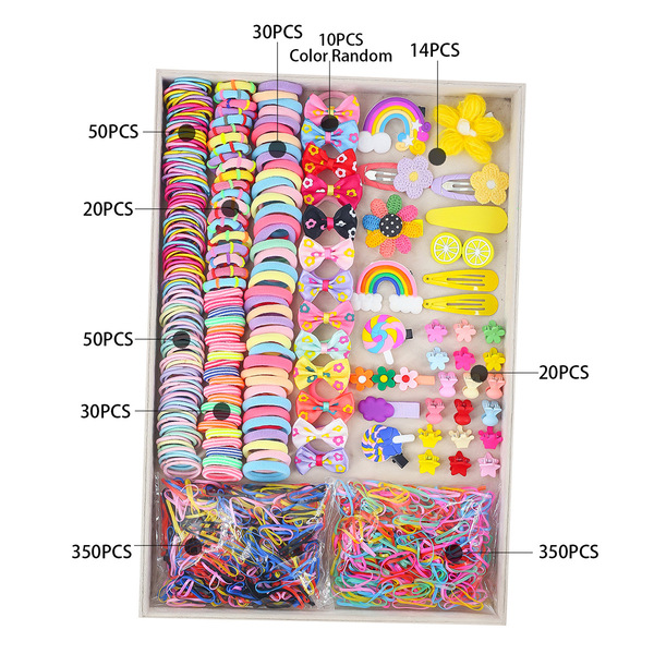 Ensemble d'accessoires cheveux enfant princesse, élastiques, barrettes, pinces