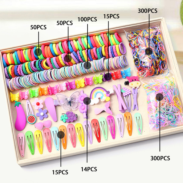 Ensemble d'accessoires cheveux enfant princesse, élastiques, barrettes, pinces