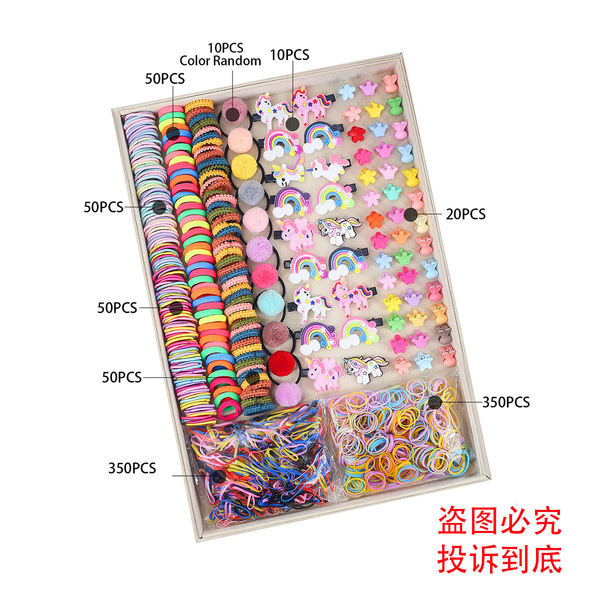 Ensemble d'accessoires cheveux enfant princesse, élastiques, barrettes, pinces