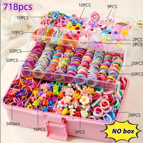 Ensemble de 718 accessoires cheveux enfant : pinces, élastiques, style princesse