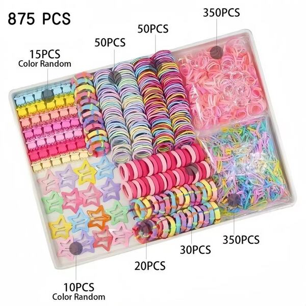 Ensemble de 718 accessoires cheveux enfant : pinces, élastiques, style princesse
