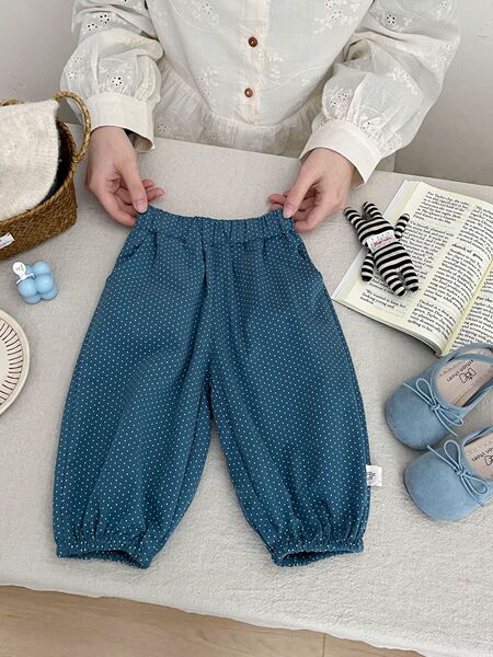 Ensemble fille 2 pièces à bretelles et pantalon à pois, 1-3 ans