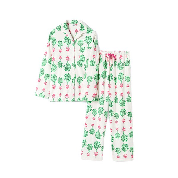Ensemble pyjama femme 100% coton brossé, manches longues et pantalon