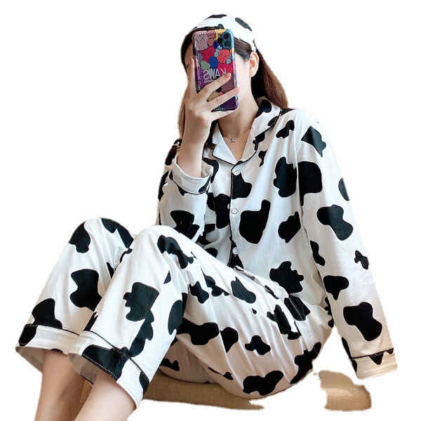 Ensemble pyjama femme cardigan manches longues style coréen