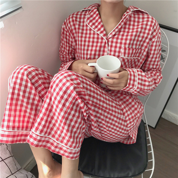 Ensemble pyjama femme cardigan manches longues style coréen