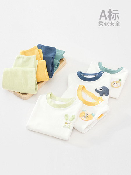 Ensemble pyjama thermique bébé en coton, manches longues et pantalon