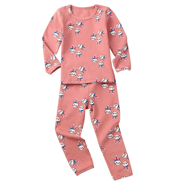 Ensemble sous-vêtement thermique enfant en coton brossé, motif dessin animé
