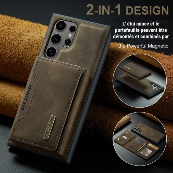 Étui 2 en 1 avec porte-carte magnétique pour Samsung Galaxy S24 Ultra, S23 Ultra