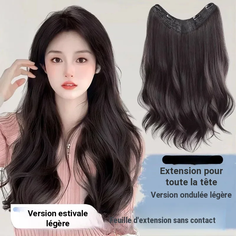 Extension de cheveux artificiels ondulés, clip U invisible pour volume