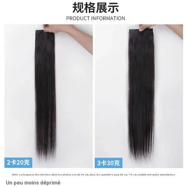 Extensions de cheveux naturels à clip, mèches droites pour femme