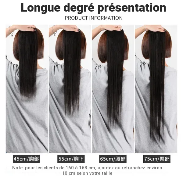 Extensions de cheveux naturels à clip, mèches droites pour femme