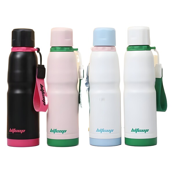Gourde isotherme en acier inoxydable 550 ml avec corde de transport