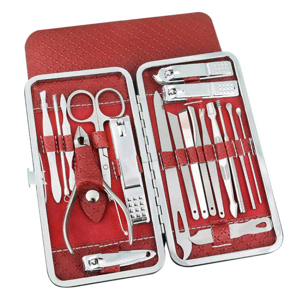 Kit de manucure 19 pièces en acier carbone pour ongles et pieds