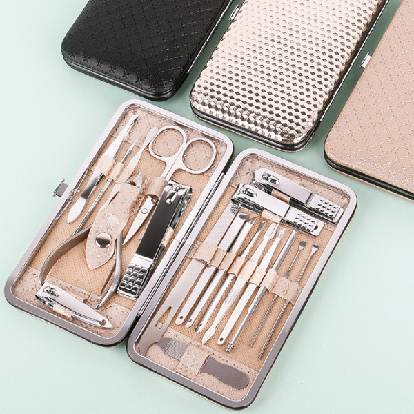 Kit de manucure 19 pièces en acier carbone pour ongles et pieds