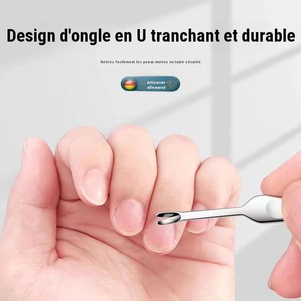 Kit manucure en acier inoxydable : ciseaux à cuticules, poussoir, fourchette