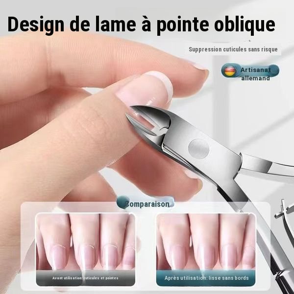 Kit manucure en acier inoxydable : ciseaux à cuticules, poussoir, fourchette