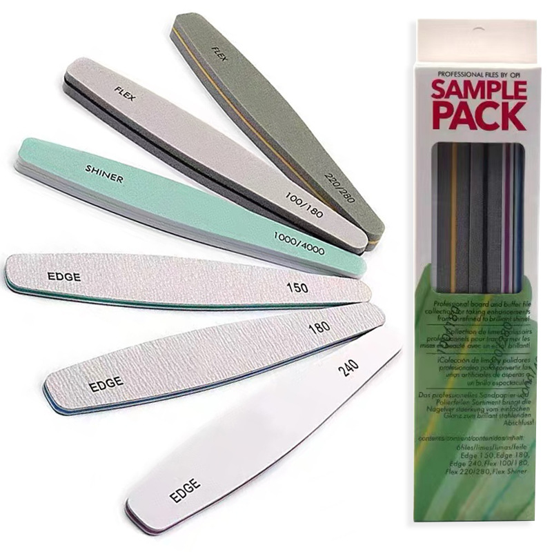 Kit manucure ongles : 6 limes et polissoirs double face en boîte