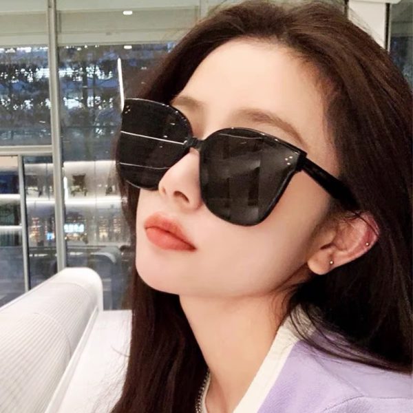 Lunettes de soleil grande monture noire rétro UV400 pour homme et femme