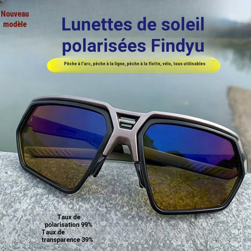 Lunettes de soleil polarisées UV400, monture argentée, verres bleus miroir