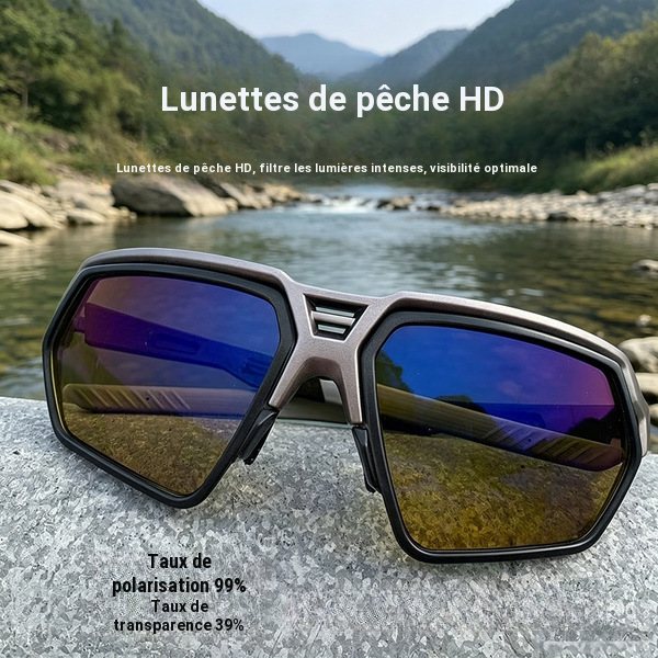 Lunettes de soleil polarisées UV400, monture argentée, verres bleus miroir