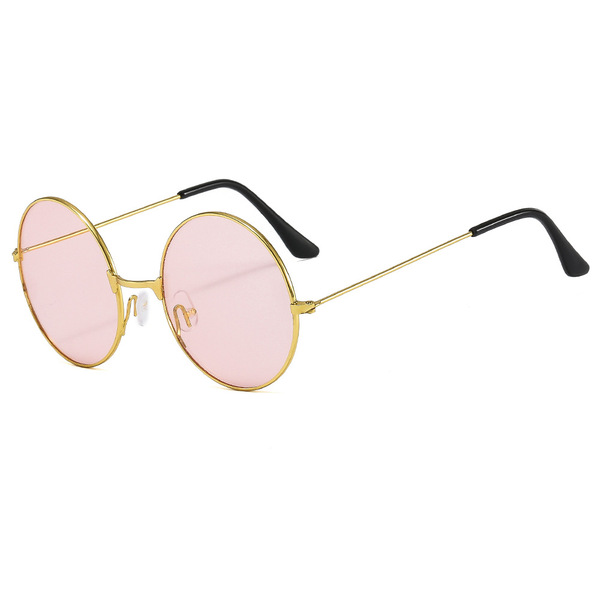 Lunettes de soleil rondes en métal rétro à verres colorés, homme et femme