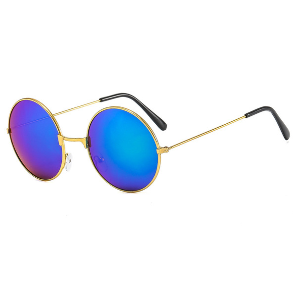 Lunettes de soleil rondes en métal rétro à verres colorés, homme et femme
