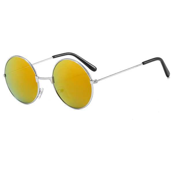Lunettes de soleil rondes en métal rétro à verres colorés, homme et femme